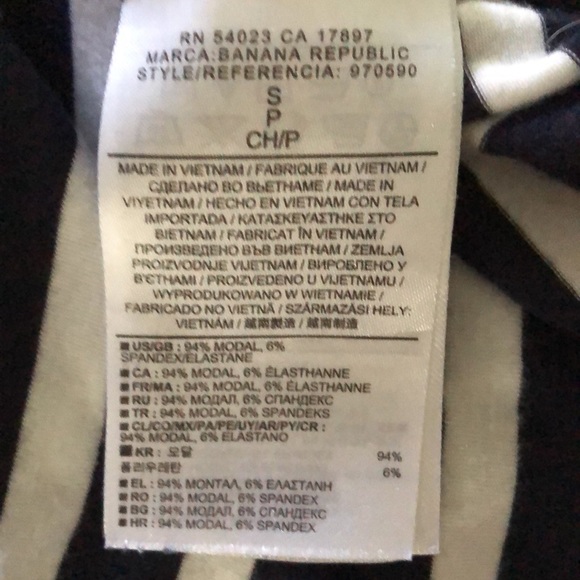 Bold deep navy/white striped long sleeve top with diagonal striped detail. - Picture 6 of 7